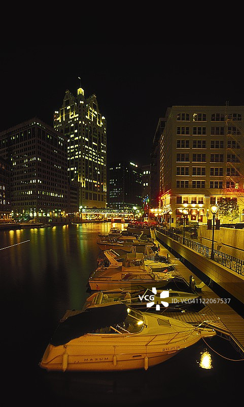 威斯康星州密尔沃基河畔的码头图片素材