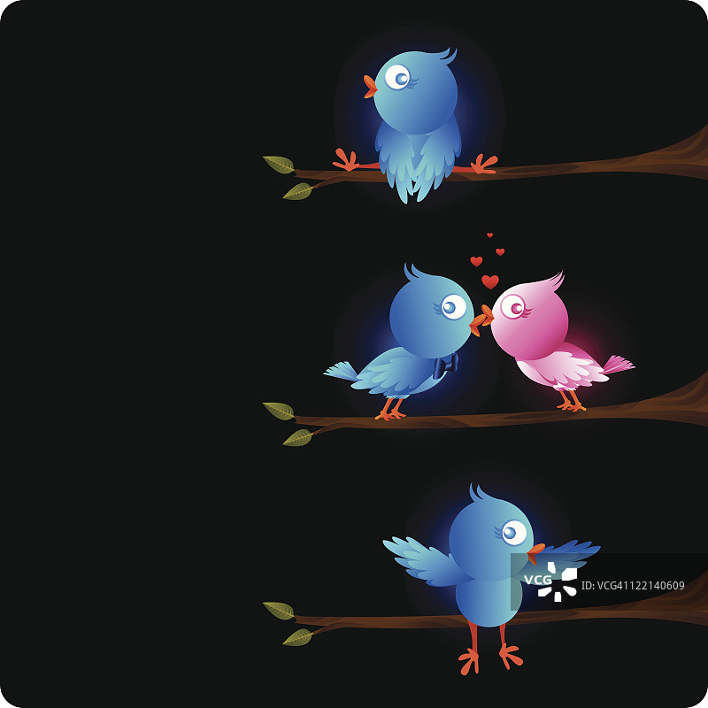 树上悬挂的可爱小鸟图片素材