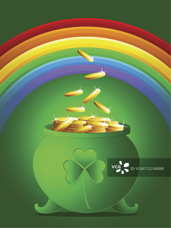 彩虹下的金罐图片素材