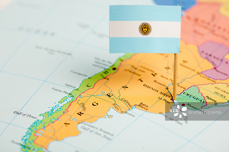 阿根廷地图和旗帜图片素材
