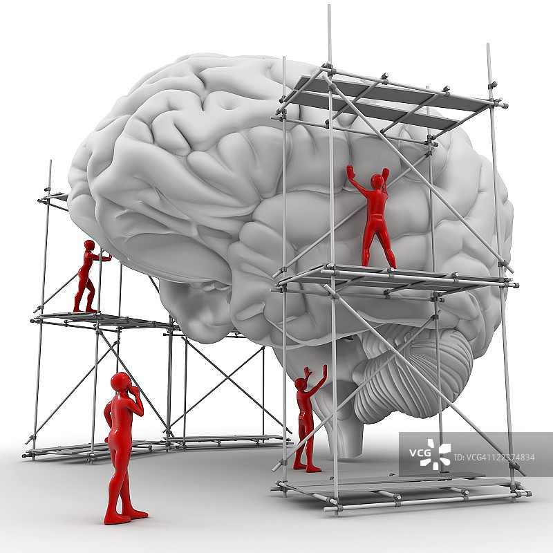 大脑与工人，心理健康图片素材