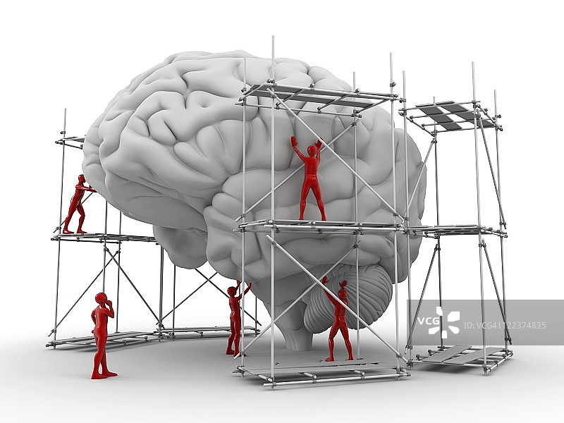 大脑与工人，心理健康图片素材