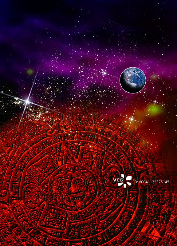阿兹特克太阳石概念艺术作品图片素材