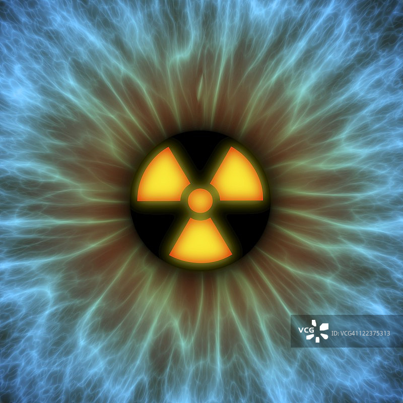 带有辐射警告标志的鸢尾花图片素材