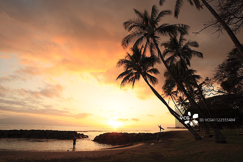 美国夏威夷茂宜岛日落海滩图片素材