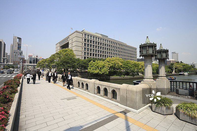 淀屋桥和大阪市役所，日本大阪图片素材