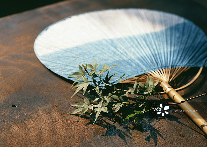 圆形扇子和枫叶图片素材