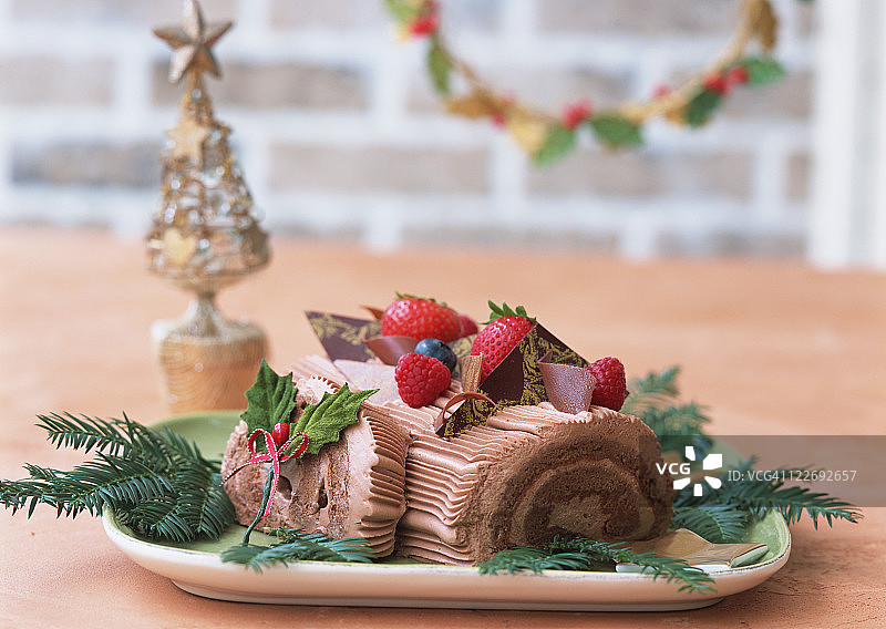 圣诞节卷蛋糕图片素材
