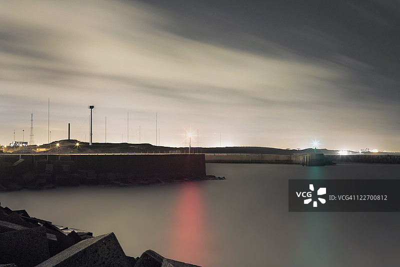 斯海弗宁恩港口夜景图片素材