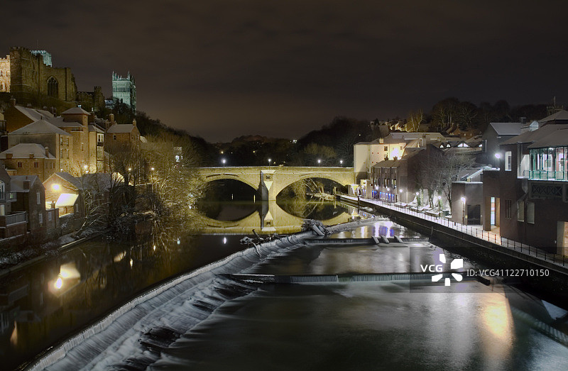达勒姆的威尔河景观，寒冷的冬天-英国地标图片素材
