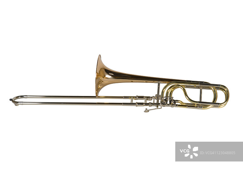 白色背景上的铜制长号图片素材