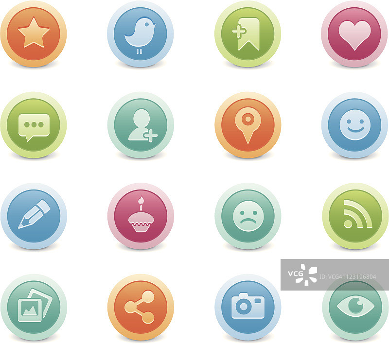 彩色社交媒体按钮图片素材