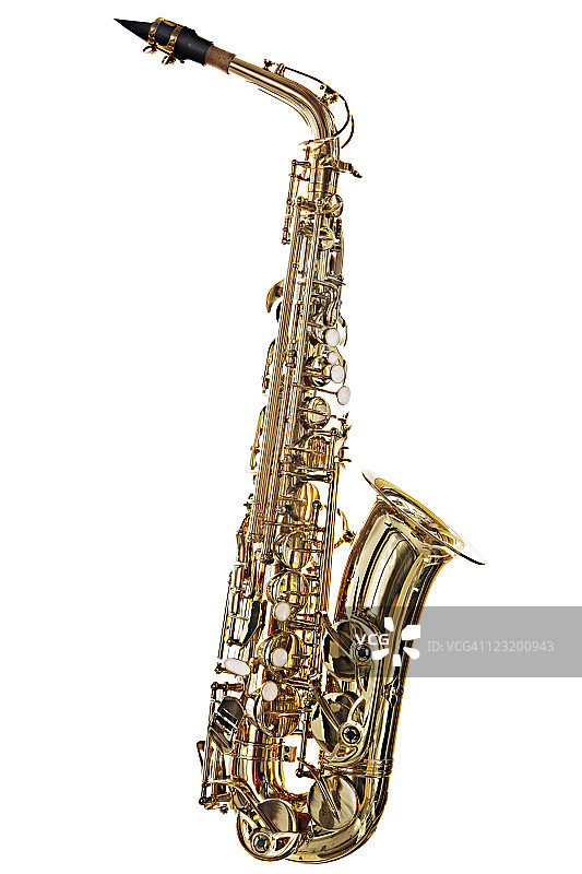 明亮的中音萨克斯管，白色背景图片素材