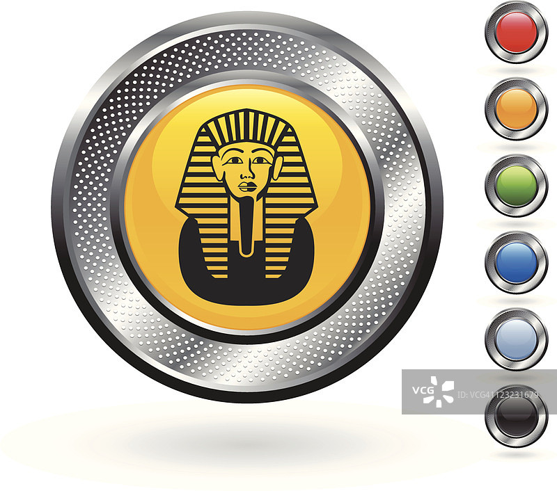 金属按钮上的免版税斯芬克斯矢量艺术图片素材