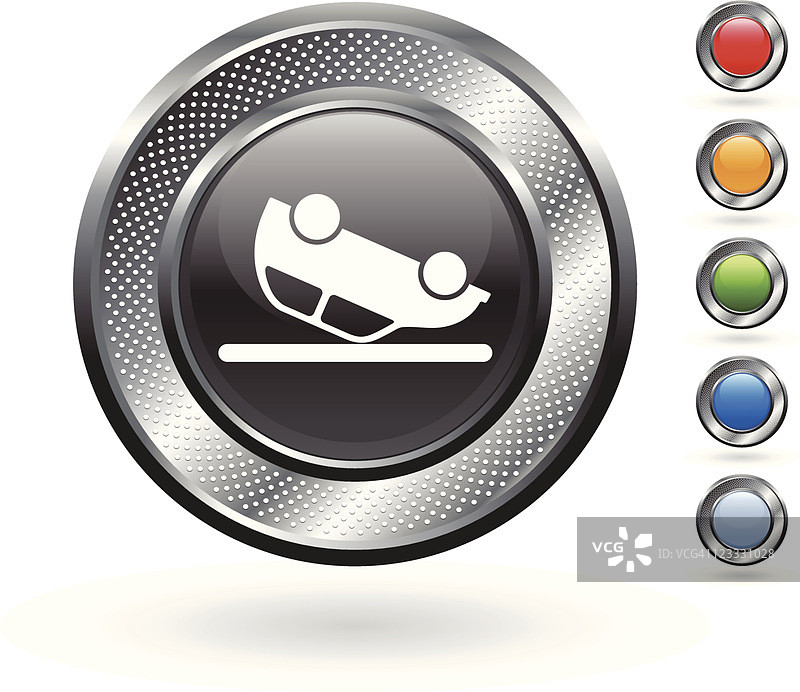 金属按钮上的免版税交通事故矢量图图片素材