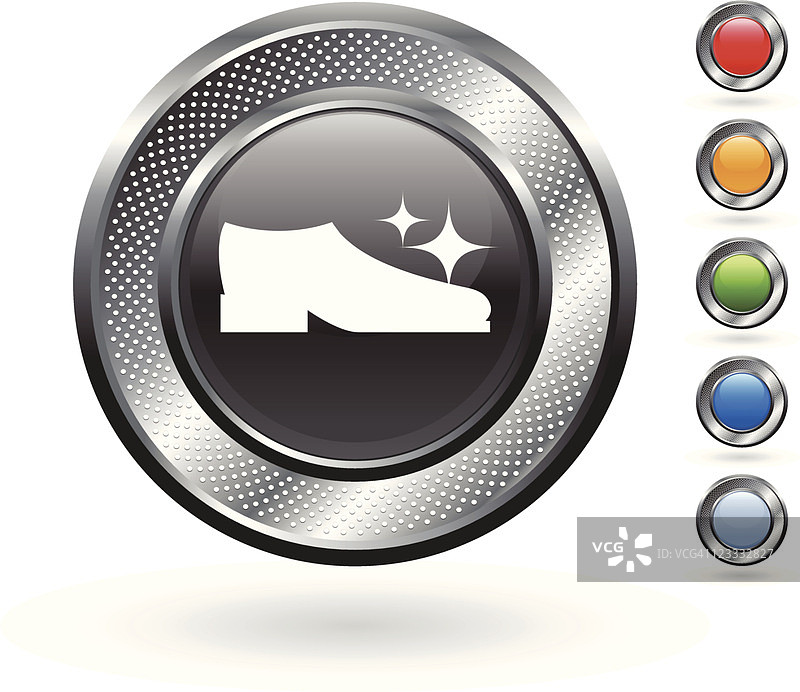 金属按钮上的擦鞋免版税矢量图图片素材