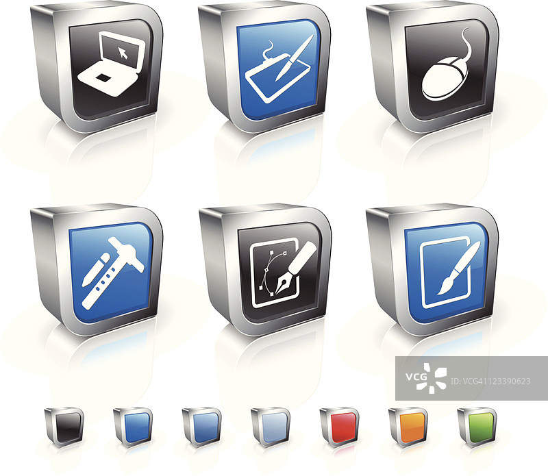 数字艺术3D免版税矢量图标集图片素材