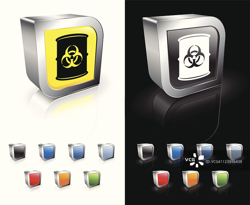 生物危害废弃物桶3D免版税矢量艺术图片素材