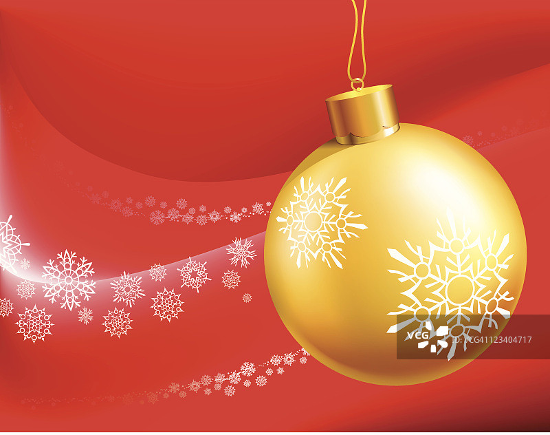 红色雪花背景上的金色空白圣诞装饰品图片素材