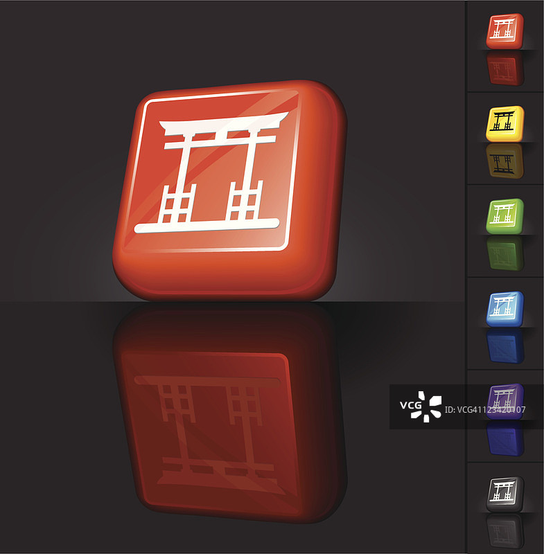 多种颜色的3D中式寺庙大门数字按钮图片素材