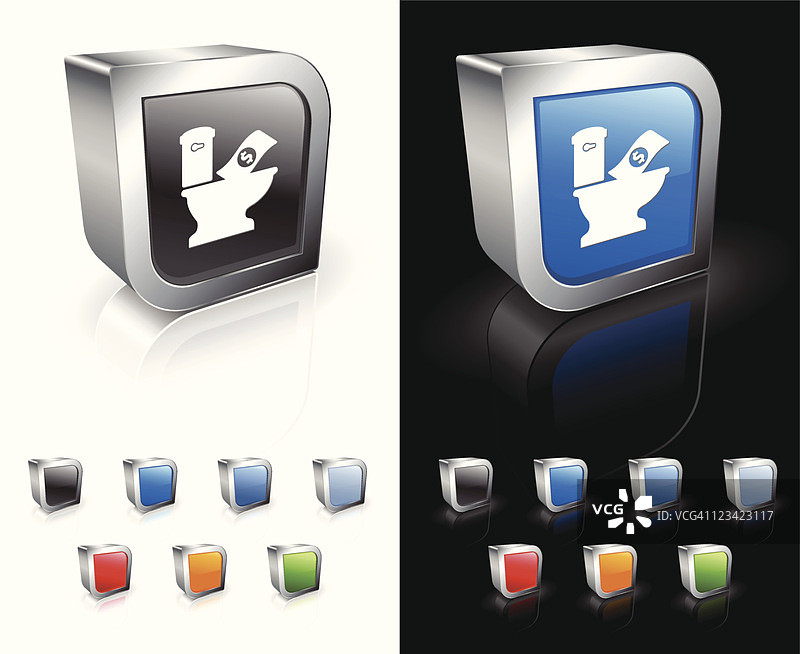 把钱冲进下水道3D免版税矢量艺术图片素材