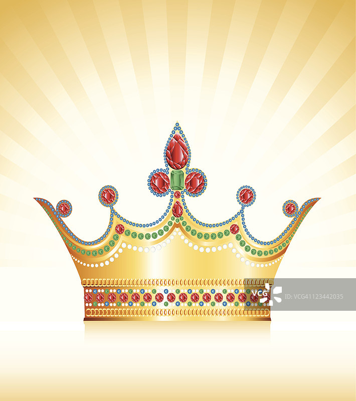 带有发光效果的免版税矢量背景上的金色皇冠图片素材