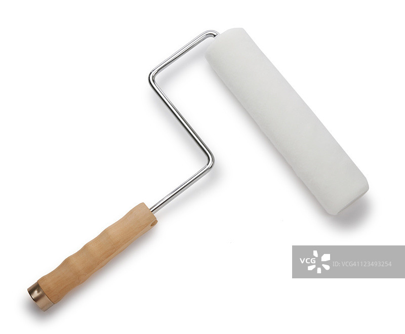 白色背景上的新油漆滚筒图片素材