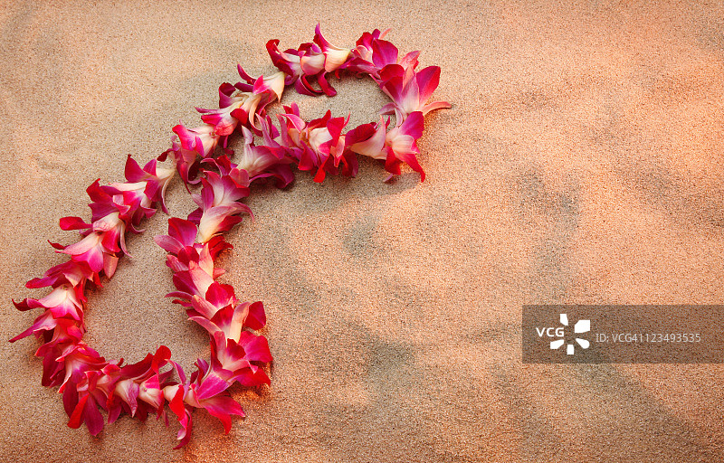 沙滩上的夏威夷花环图片素材