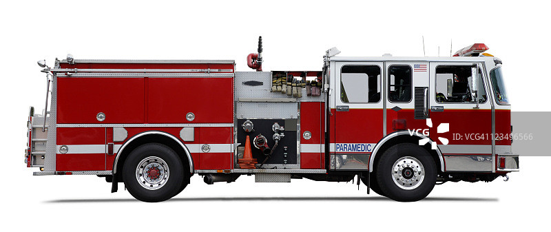 白色背景下的消防车图片素材