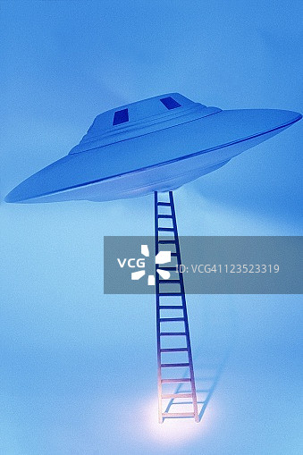 抽象概念：带梯子的宇宙飞船图片素材