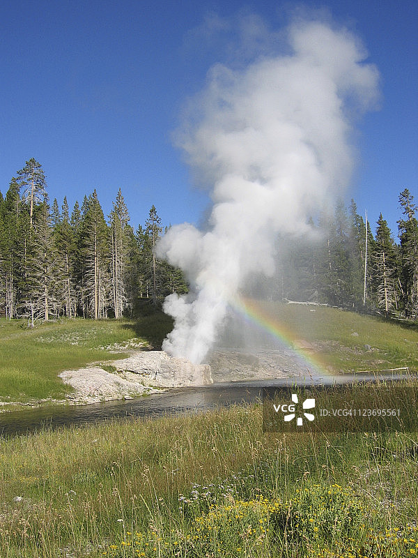 黄石国家公园的河畔间歇泉图片素材