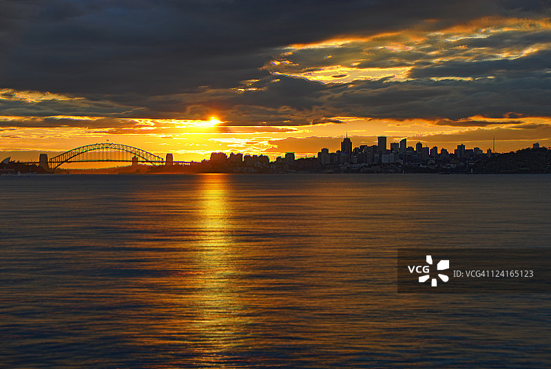 海港大桥日落图片素材