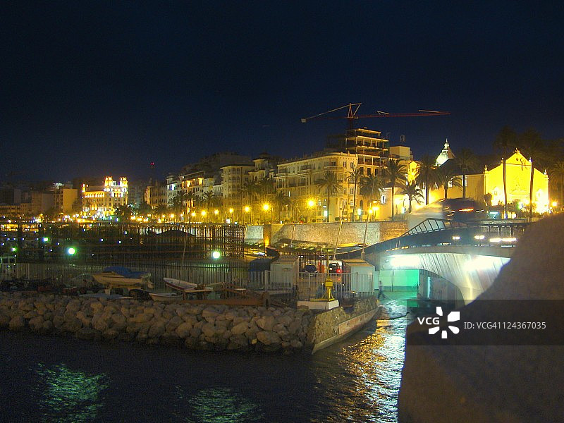 休达港口夜景图片素材