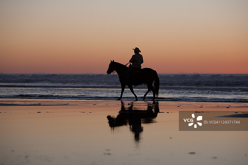 在海滩上的骑马男子图片素材