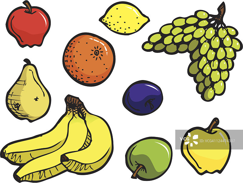 新鲜水果什锦插画图片素材