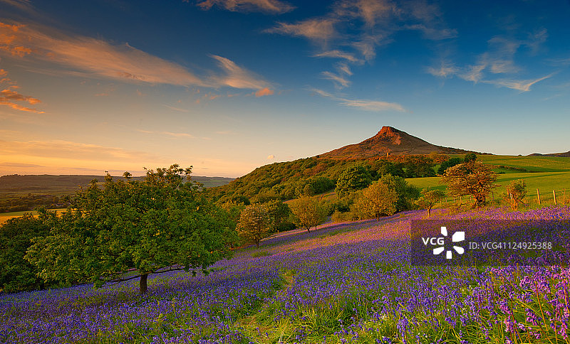 玫瑰色山顶日落图片素材