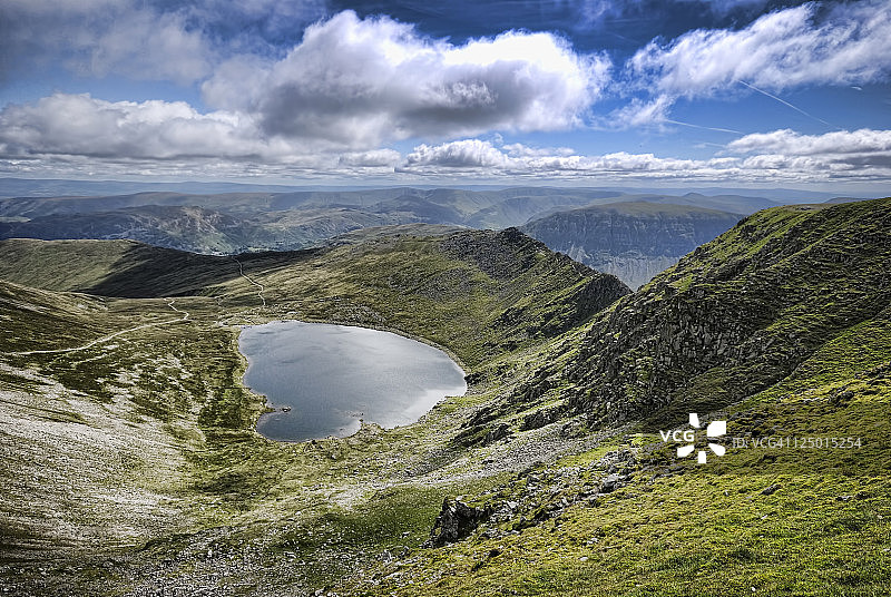赫尔威林山脊和红色山湖图片素材
