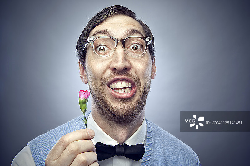 书呆子学生献花图片素材