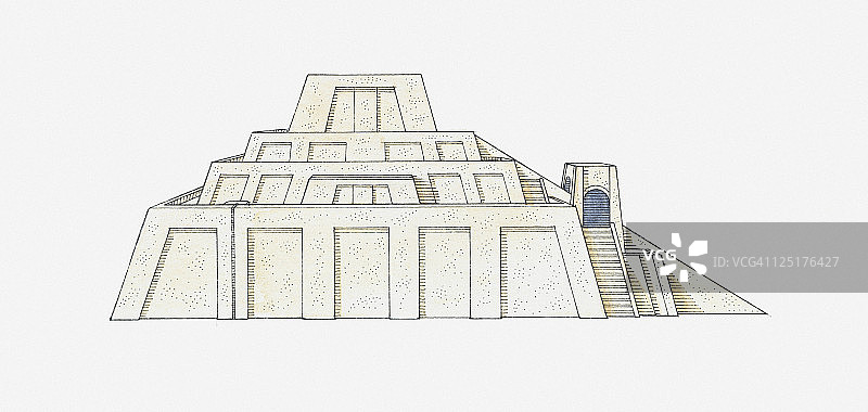 美索不达米亚乌尔的古代泥塔插画图片素材