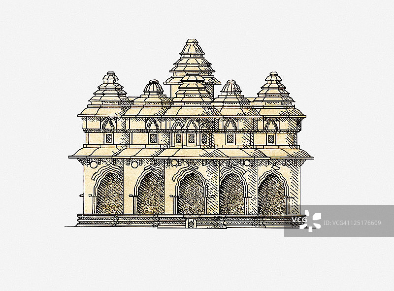印度南部维查耶那加尔莲花宫插画图片素材