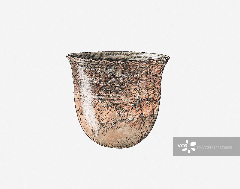 日本那须原出土的圆底光滑罐子插画图片素材