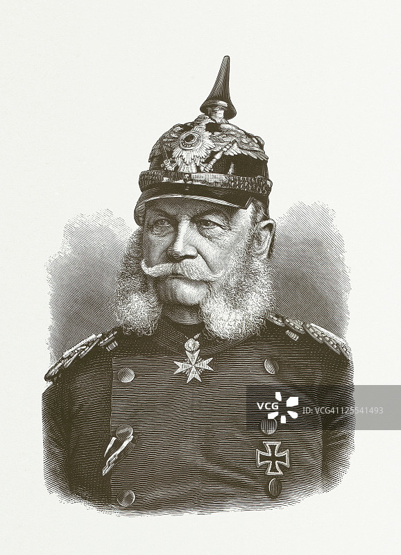 德国皇帝威廉一世（1797-1888）木刻版画，出版于1881年图片素材