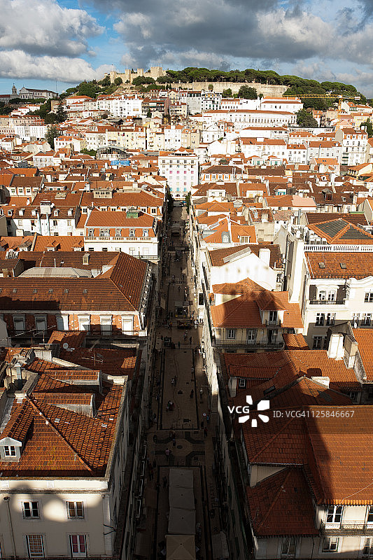 里斯本圣胡斯塔升降机的倒影图片素材