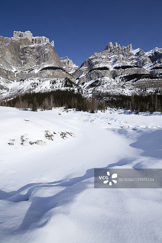 眺望威尔逊山，加拿大落基山脉，艾伯塔省图片素材