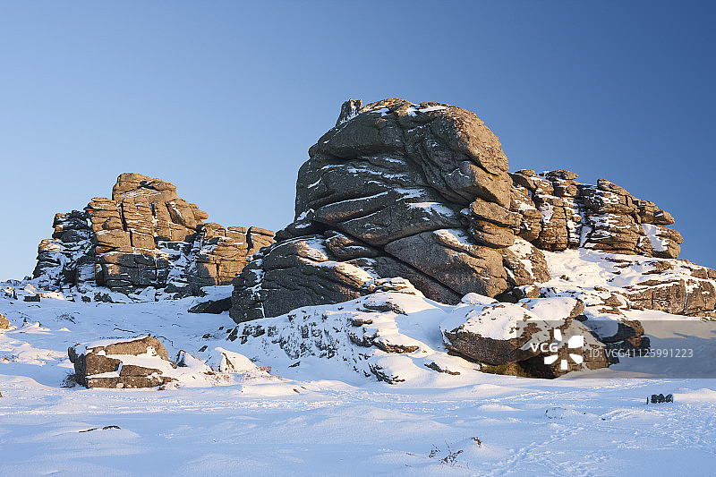 英国德文郡达特穆尔的雪地图片素材