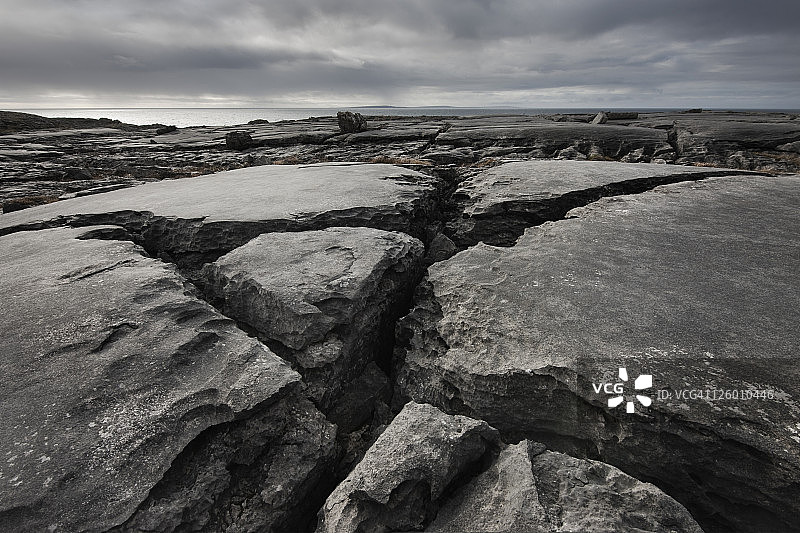 爱尔兰克莱尔郡Burren的石灰岩岩层图片素材