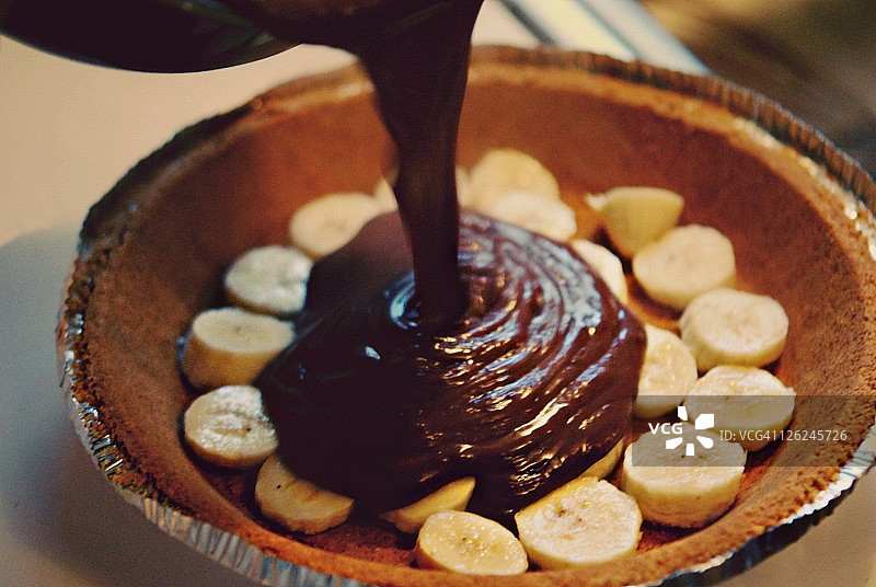巧克力香蕉奶油派图片素材