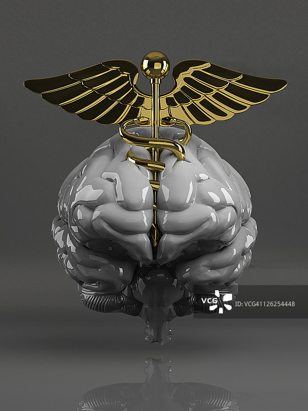 人脑金色医疗符号图片素材