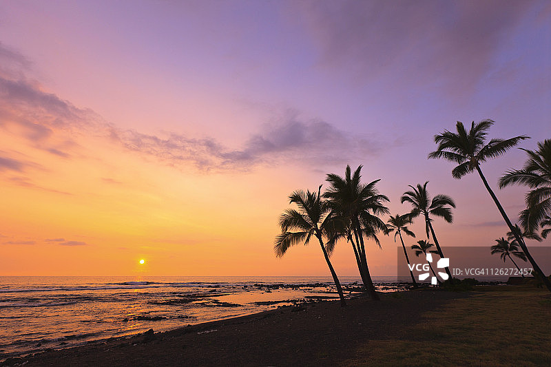 夏威夷科纳卡哈鲁海湾日落图片素材