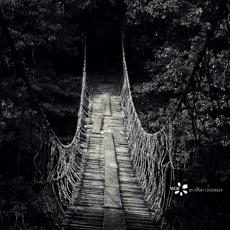 旧绳索木桥图片素材